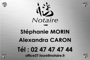 Plaque Notaire Aluminium Brossé Marquage Adhésif Format 30X20 cm