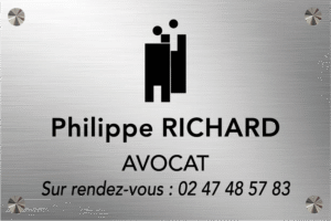 Plaque Avocat Aluminium Brossé Marquage Adhésif Format 30X20 cm