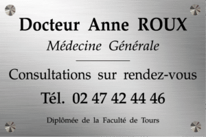 Plaque Médecin Aluminium Brossé Marquage Adhésif Format 30X20 cm