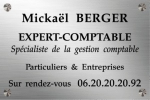 Plaque Expert Comptable Aluminium Brossé Marquage Adhésif Format 30X20 cm