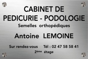 Plaque Podologue Aluminium Brossé Marquage Adhésif Format 30X20 cm