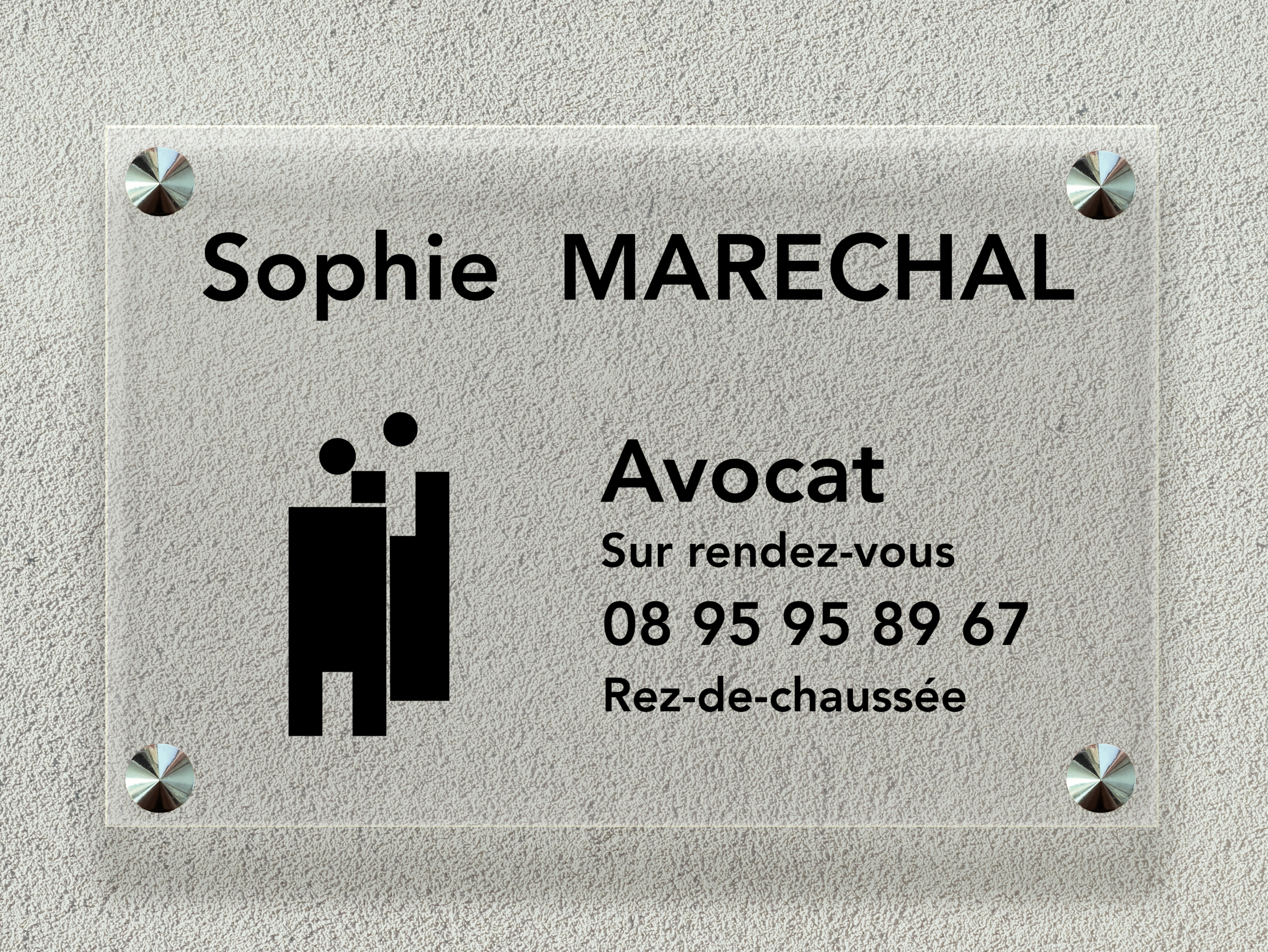 Plaque Professionnelle Plexiglass Transparent Lettres Découpées