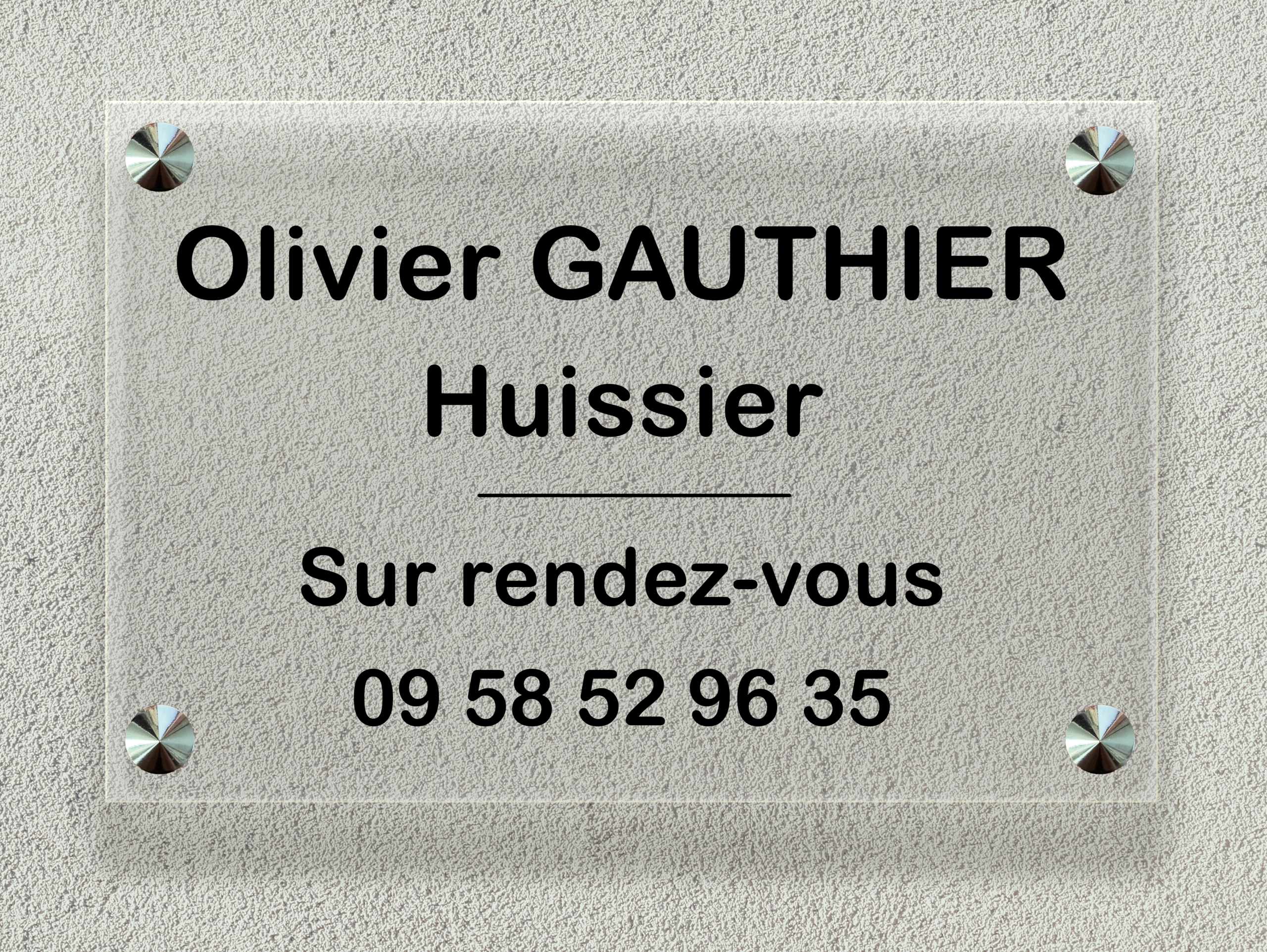 Plaque Huissier Plexiglass Transparent Format 30X20 cm