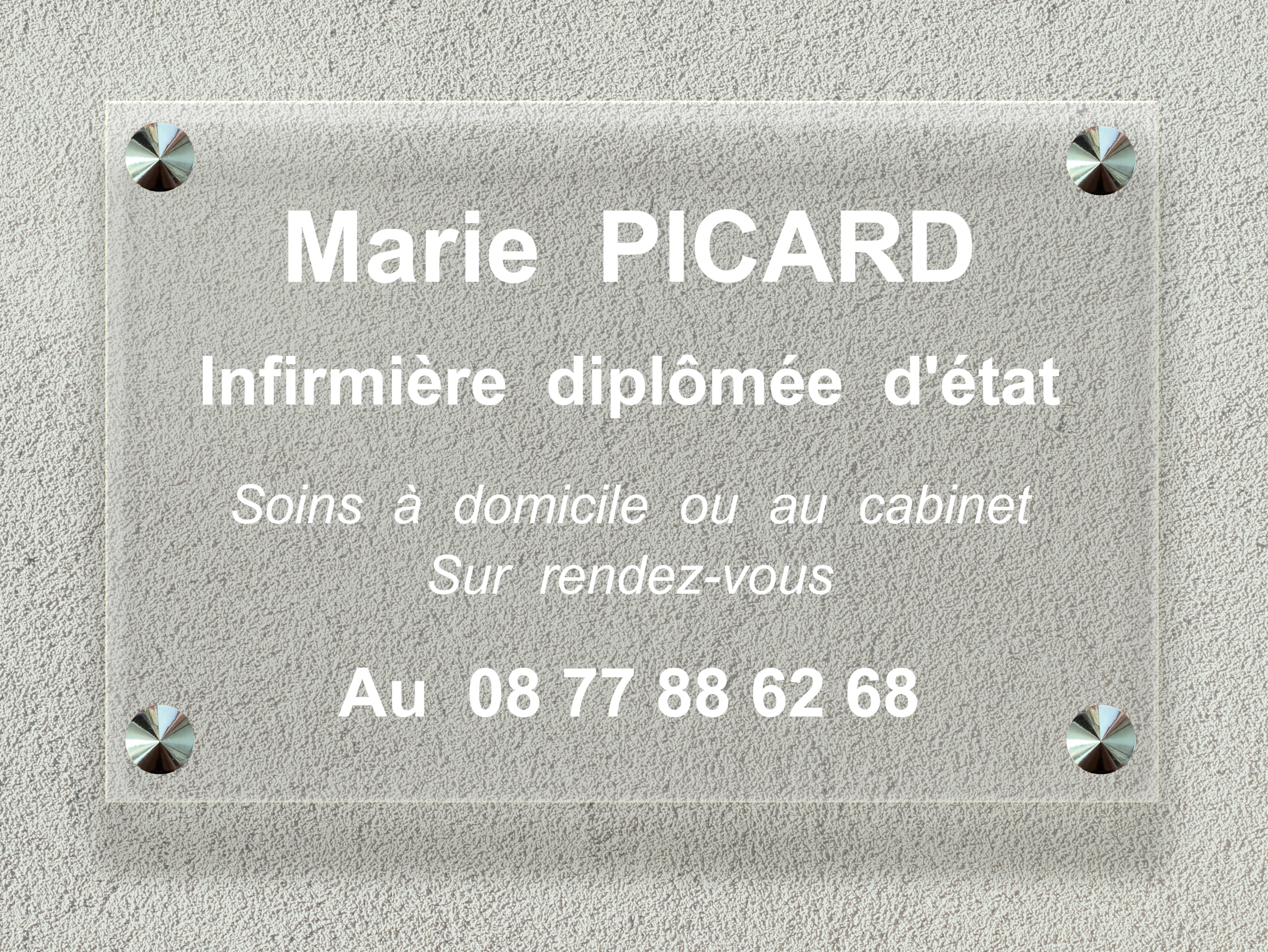 Plaque Infirmière Libérale Plexiglass Transparent Format 30X20 cm