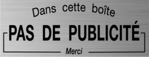 Plaque STOP PUB en PVC argent brossé